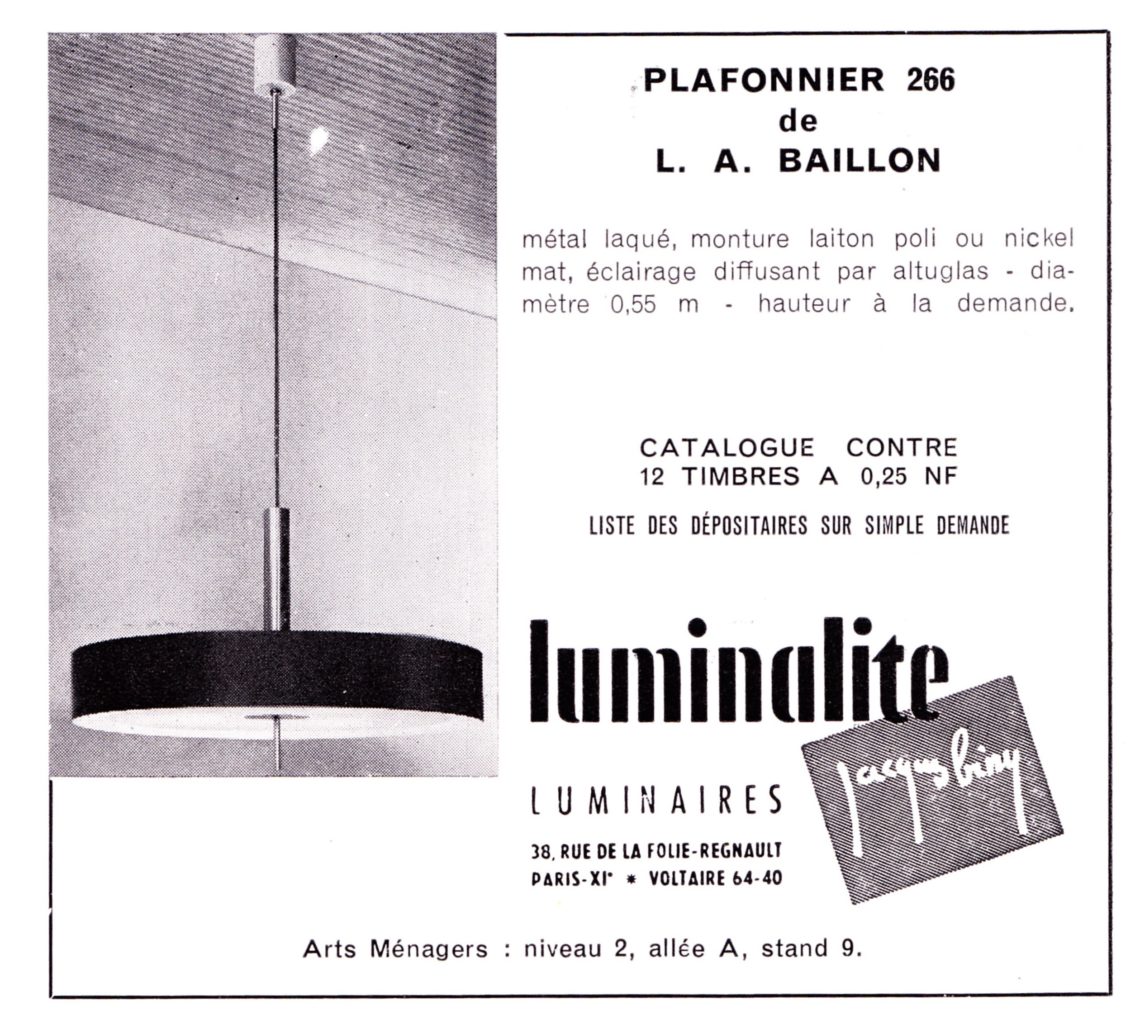 Publicité Luminalite suspension 266 de Louis Baillon